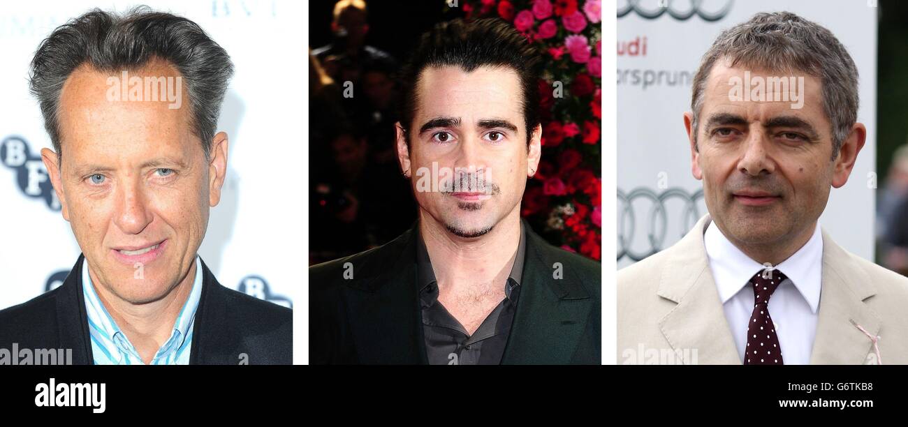 File foto di (da sinistra) Richard E. Grant, Colin Farrell e Rowan Atkinson. Foto Stock