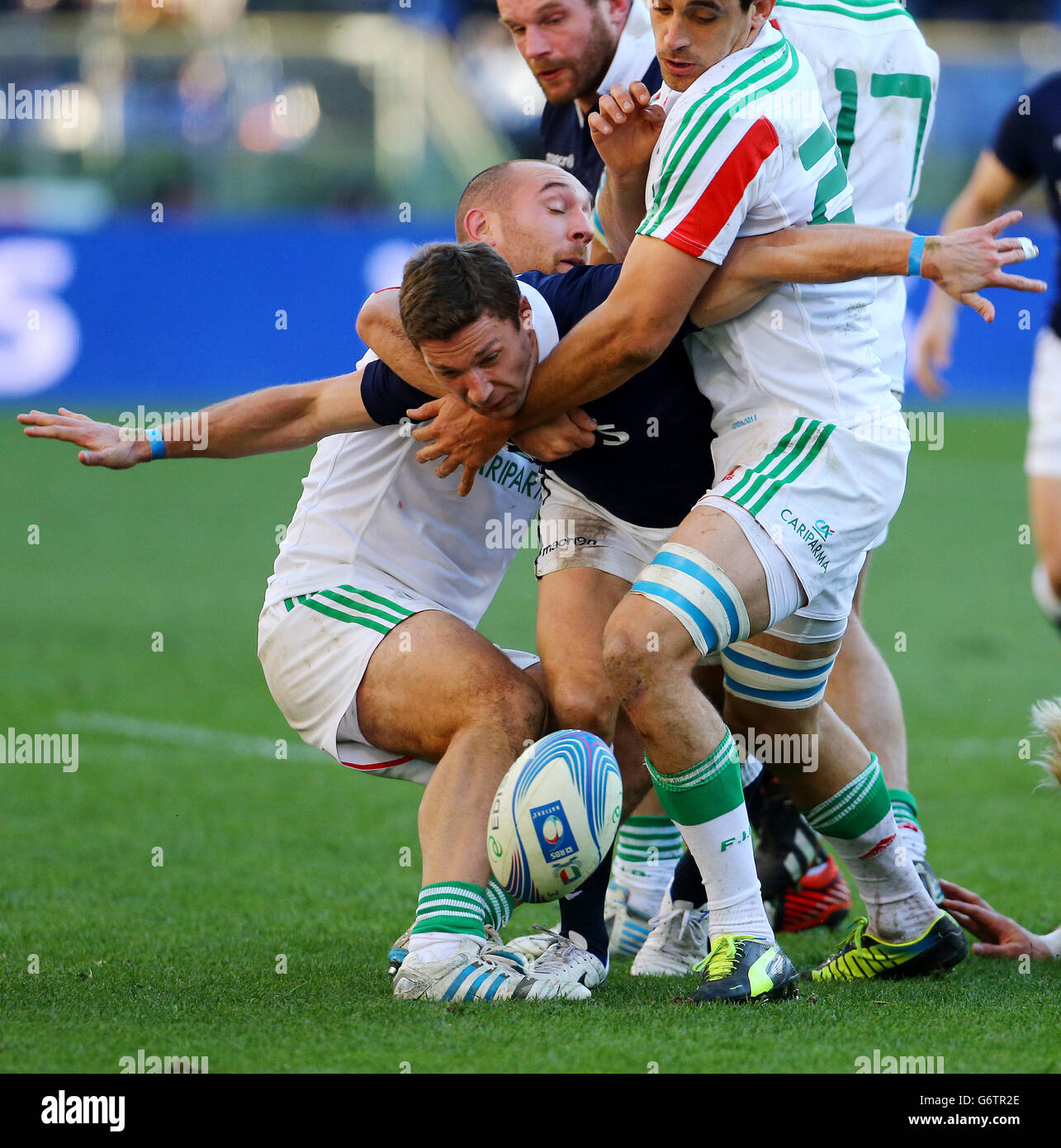 Chris Cusiter della Scozia in azione durante la partita RBS 6 Nations allo Stadio Olimpico di Roma, Italia. Foto Stock