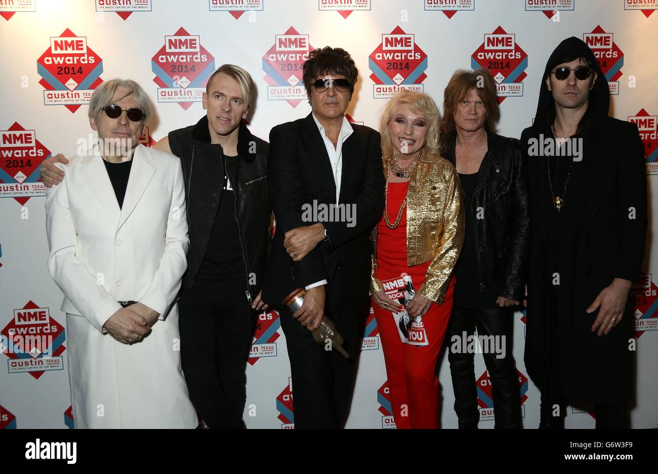 NME Awards 2014 - Arrivi - Londra. Blondie con Debbie Harry in arrivo per i NME Awards 2014, presso la Brixton Academy di Londra. Foto Stock