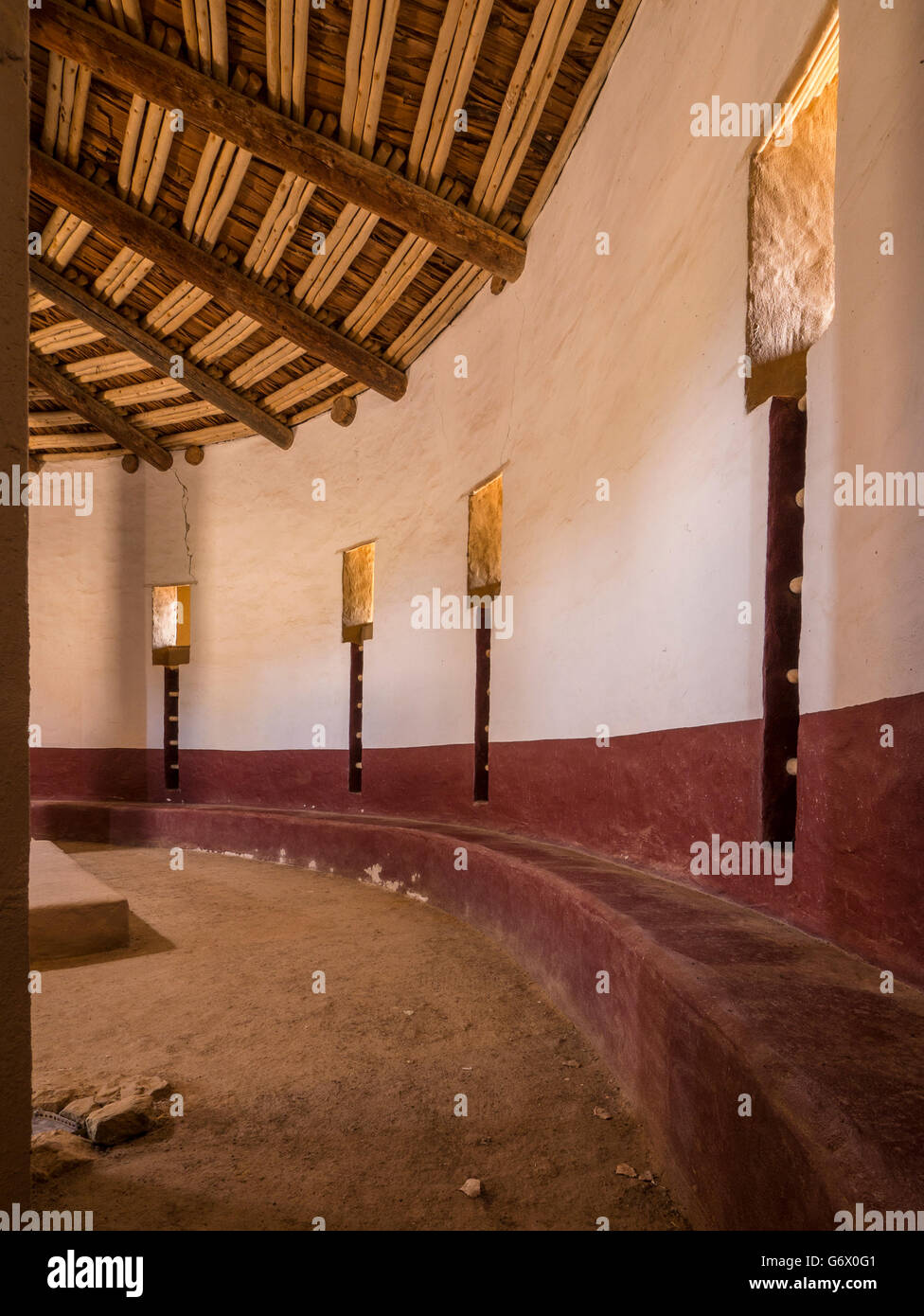 All'interno del grande Kiva, Aztec Ruins National Monument, azteca, Nuovo Messico. Foto Stock