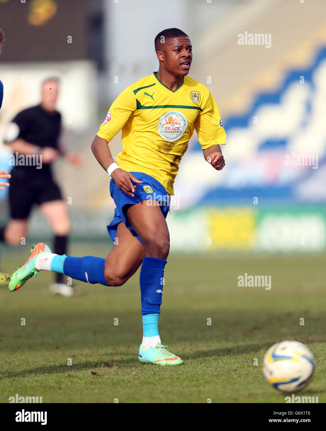 Calcio - Sky Bet League One - Colchester United v Coventry City - Weston Homes Community Stadium. Chuba Akpom, città di Coventry Foto Stock