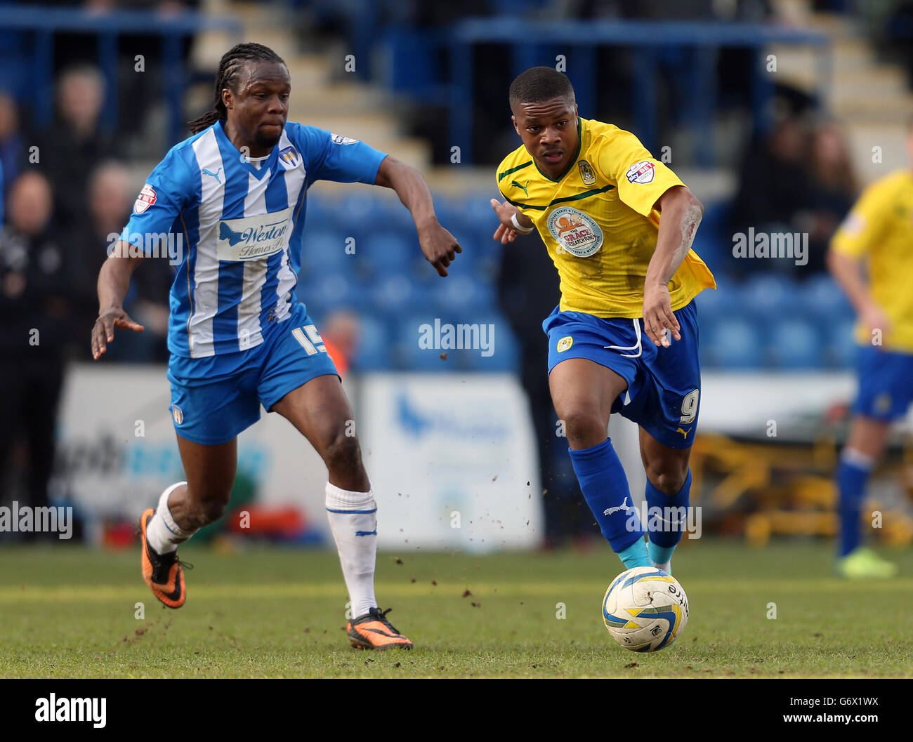 Calcio - Sky lega Bet One - Colchester Regno v Coventry City - Weston Homes Comunità Stadium Foto Stock