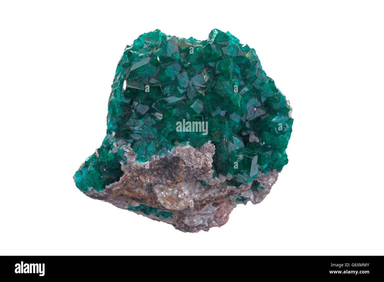 Dioptase, rame cyclosilicate minerale, Tsumeb mine, Namibia Foto Stock
