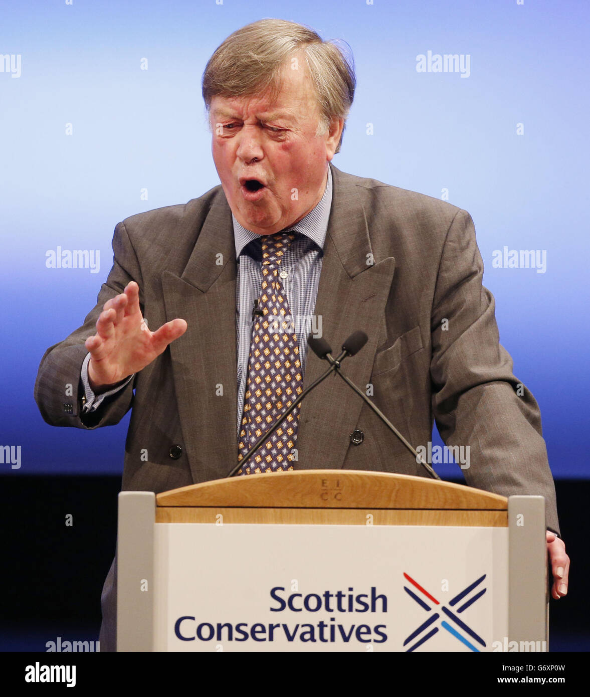 Ken Clarke si occupa della conferenza del 2014 del Partito conservatore scozzese presso l'Edinburgh International Conference Centre di Edimburgo. Foto Stock