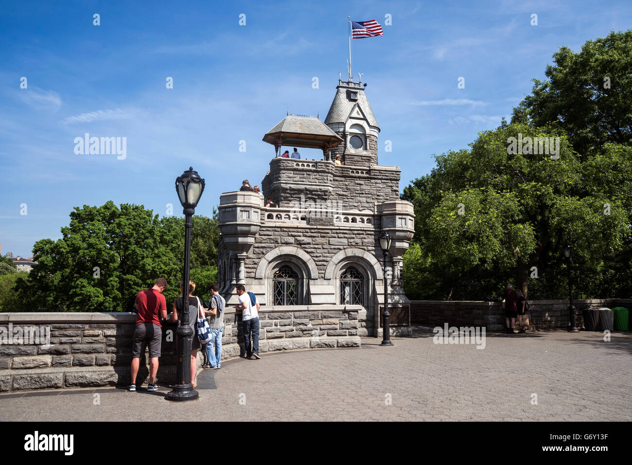 Bella vista del Castello Belvedere, Central Park parco urbano in middle-upper Manhattan, all'interno di New York City., STATI UNITI D'AMERICA Foto Stock