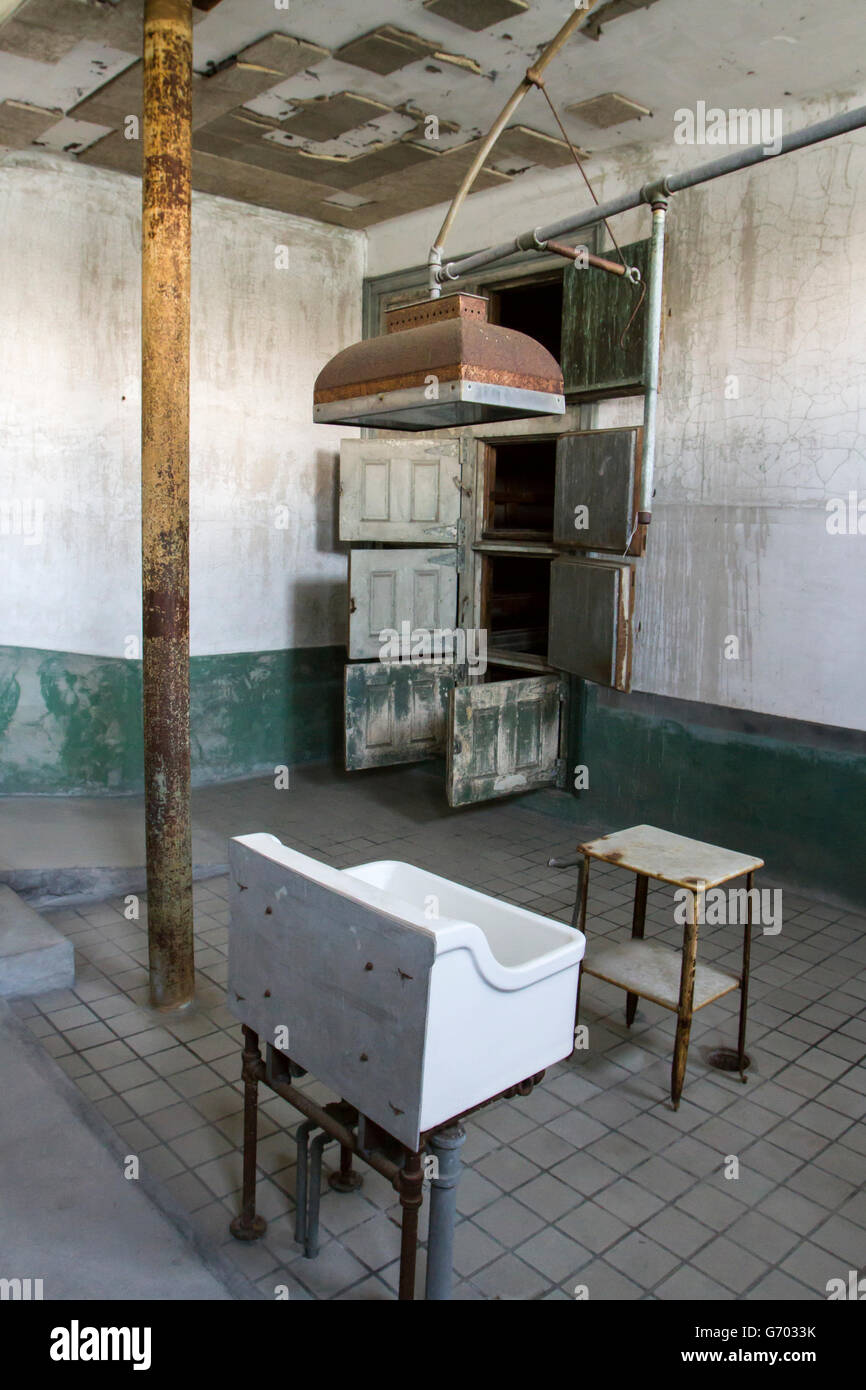 Chirurgico teatro operativo in ospedale ala di Ellis Island. Foto Stock