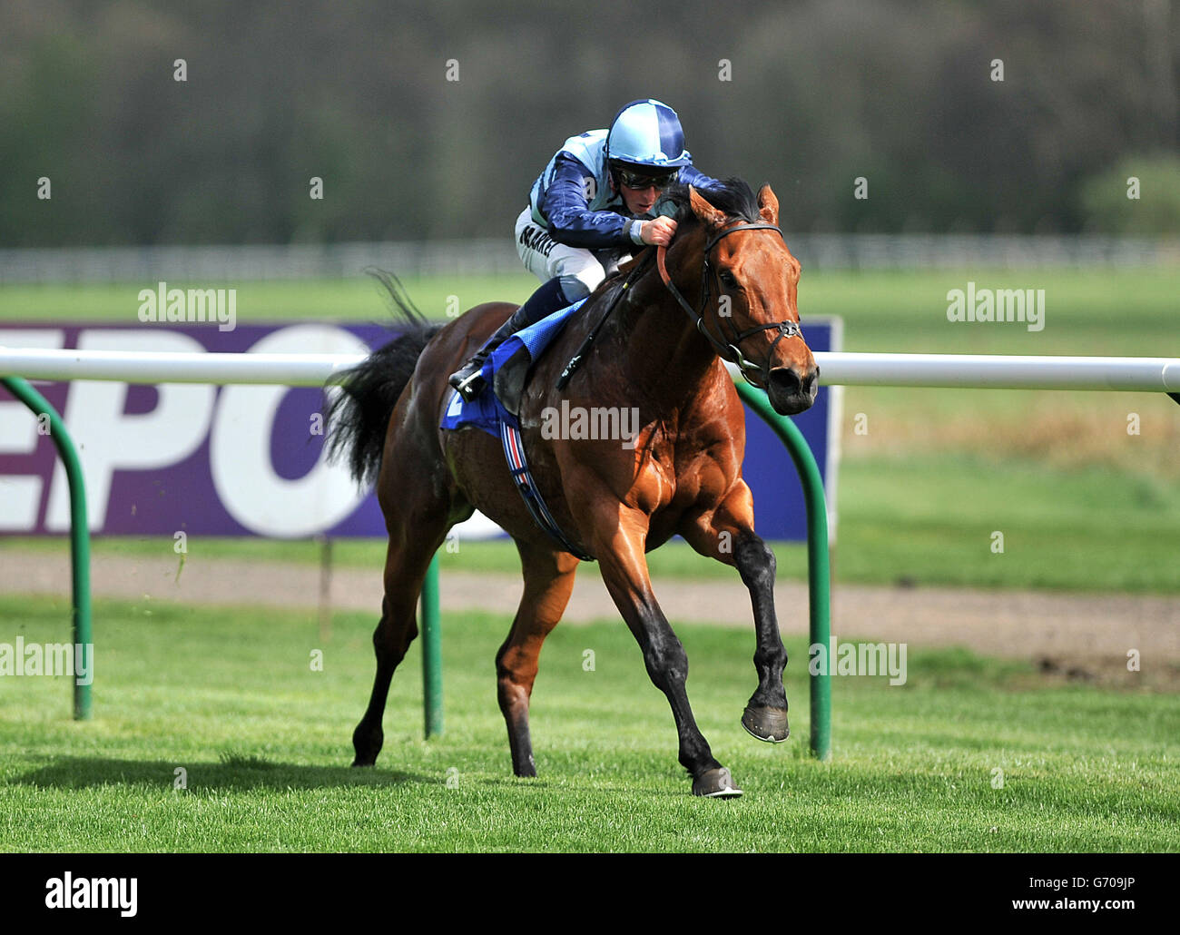 GM Hopkins guidato da William Buick vince il totejackpot Go per il Big One Maiden Stakes, Divisione due all'ippodromo di Nottingham. Foto Stock