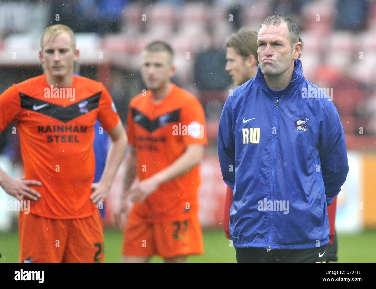 Russ Wilcox, Scunthorpe United manager dopo la sconfitta di Exeter, Sky Bet League due partite al St James' Park, Exeter. PREMERE ASSOCIAZIONE foto. Data foto: Sabato 26 aprile 2014. Vedi PA Story SOCCER Exeter. Il credito fotografico dovrebbe essere: Filo PA. Foto Stock