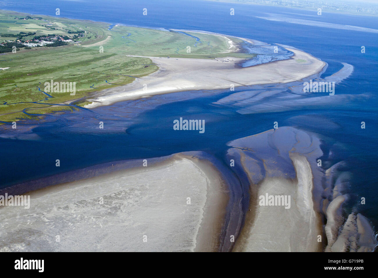 Costa del Mare del Nord, il parco nazionale di Schleswig Holstein Wadden Sea, St Peter Ording, Eiderstedt, Schleswig-Holstein, Germania Foto Stock