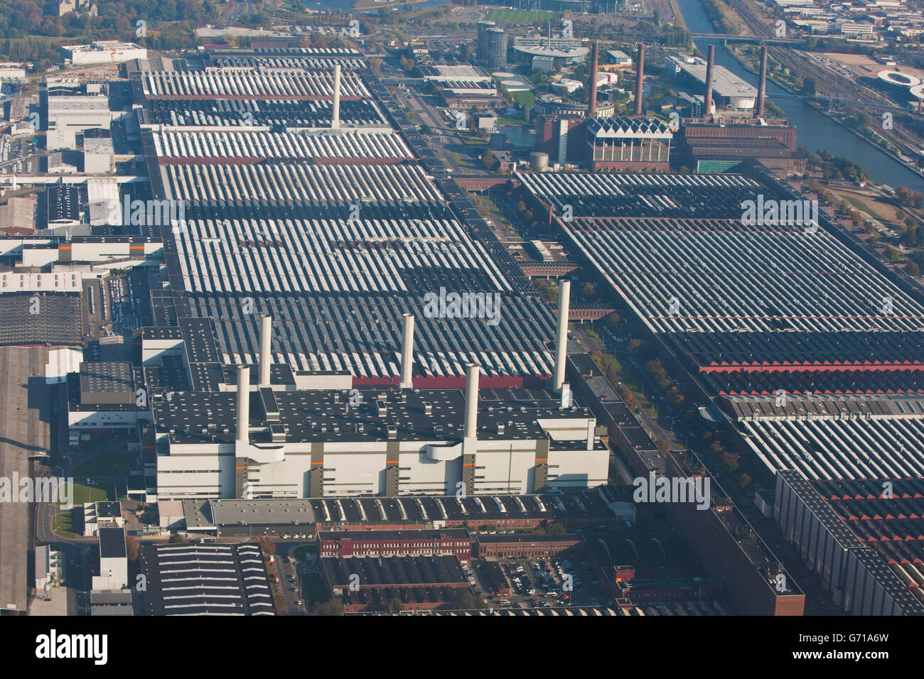 Volkswagen fabbrica, Wolfsburg, Bassa Sassonia, Germania / VW Foto Stock