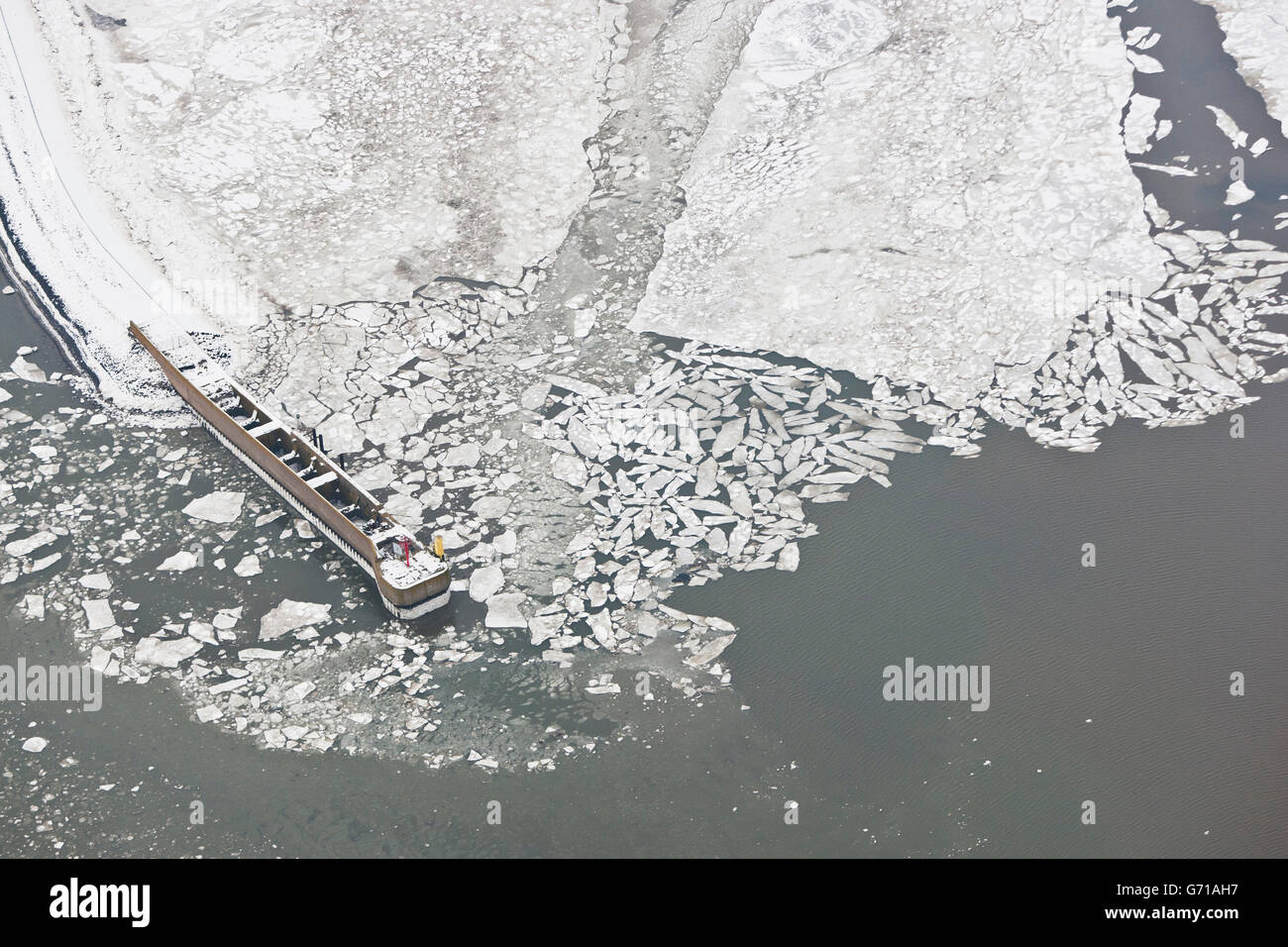 Porto congelate di Langeoog, Frisia orientale, Mare del Nord, Bassa Sassonia, Germania / ice floes Foto Stock