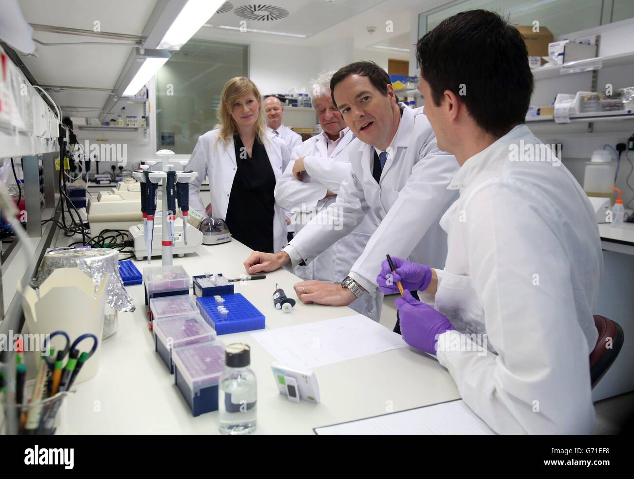 Chancellors discorso sugli investimenti nella scienza Foto Stock