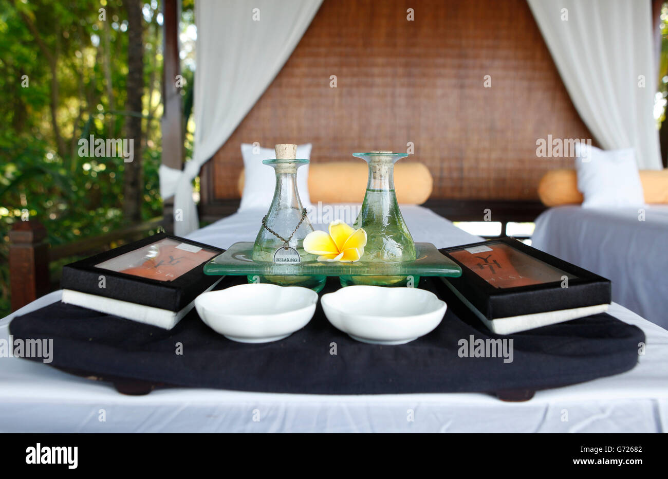 La disposizione in una spa salute, Nusa Dua, Bali, Indonesia, Asia sud-orientale, Asia Foto Stock