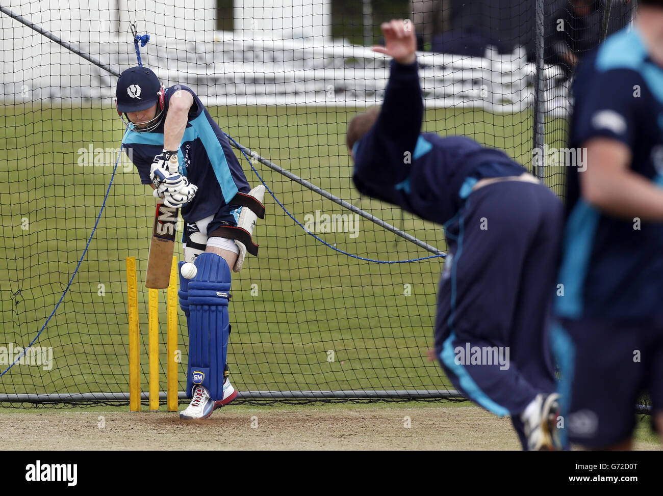 Preston Mommsen in Scozia durante una sessione di allenamento al Mannofield Cricket Ground di Aberdeen. PREMERE ASSOCIAZIONE foto. Data foto: Giovedì 8 maggio 2014. Vedi la storia della Pennsylvania CRICKET Scotland. Il credito fotografico deve essere: Danny Lawson/PA Wire. Foto Stock