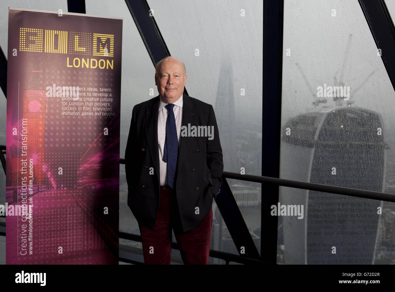 Lord Julian Fellowes al Film London 10° anniversario al Gherkin di Londra. Foto Stock