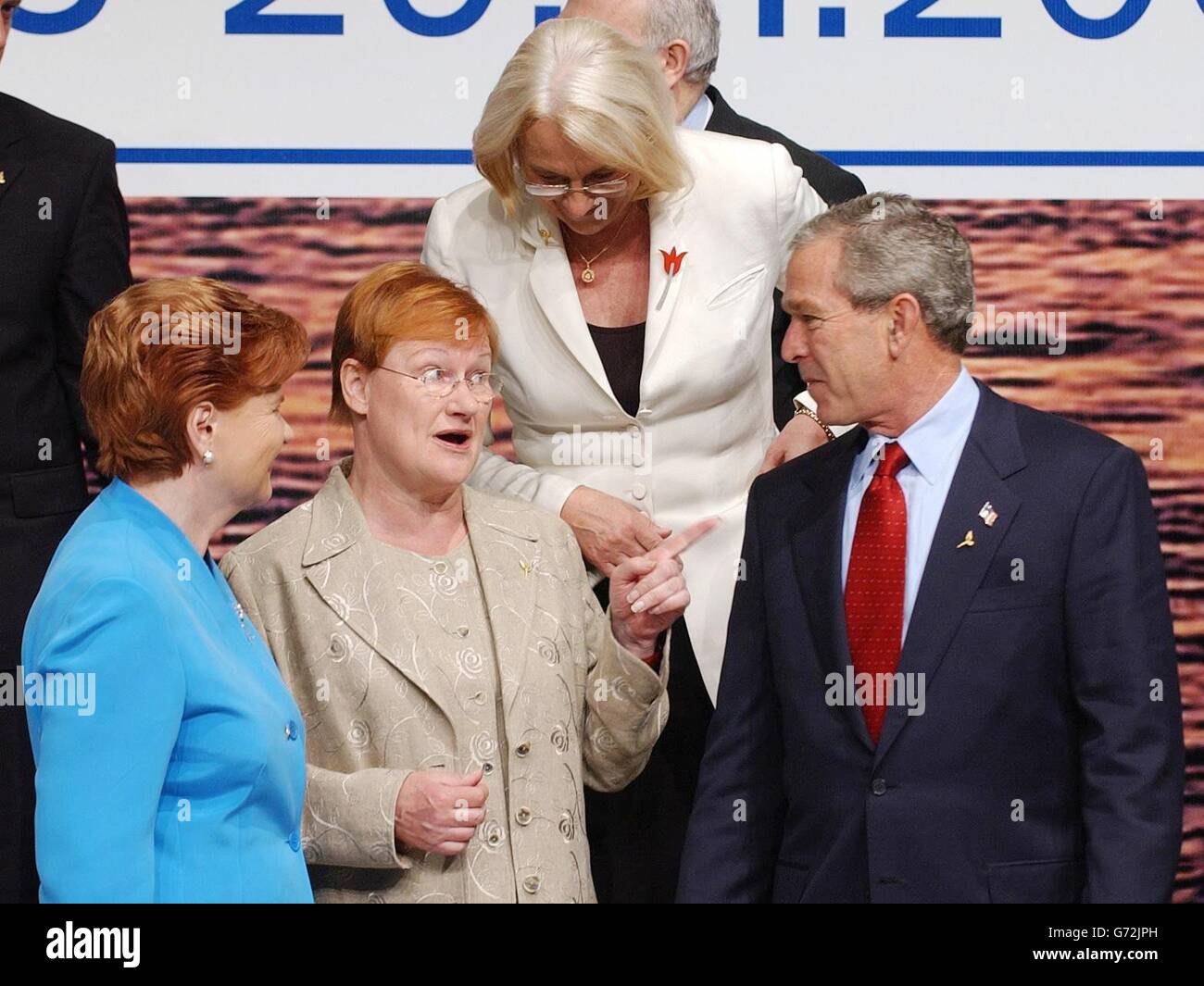 George Bush al vertice della Nato Foto Stock