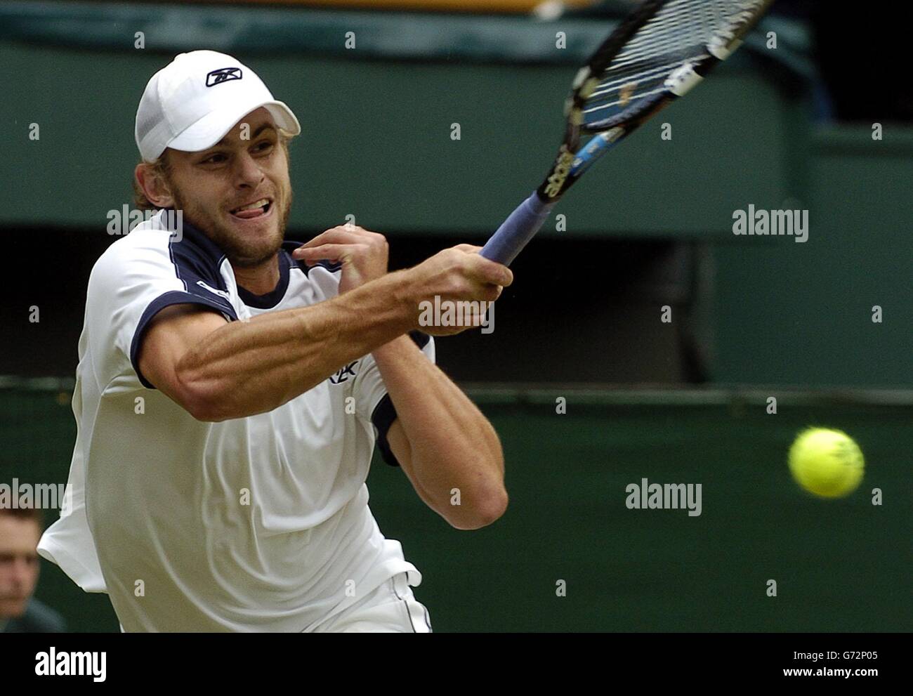 Roger Federer v Andy Roddick finale a Wimbledon Foto Stock