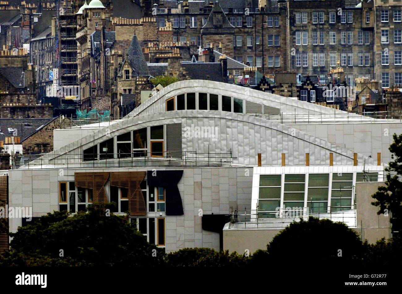 Una vista del nuovo parlamento scozzese sito Foto Stock