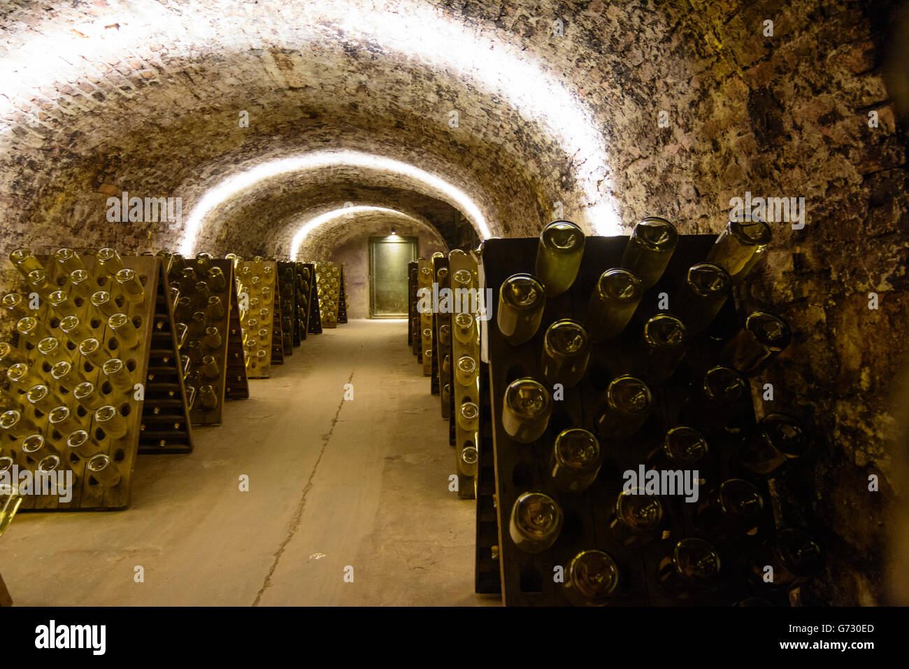 Champagne produttore di vino la Schlumberger, cantina vault, Wien, Vienna, Austria, Wien, 19. Foto Stock