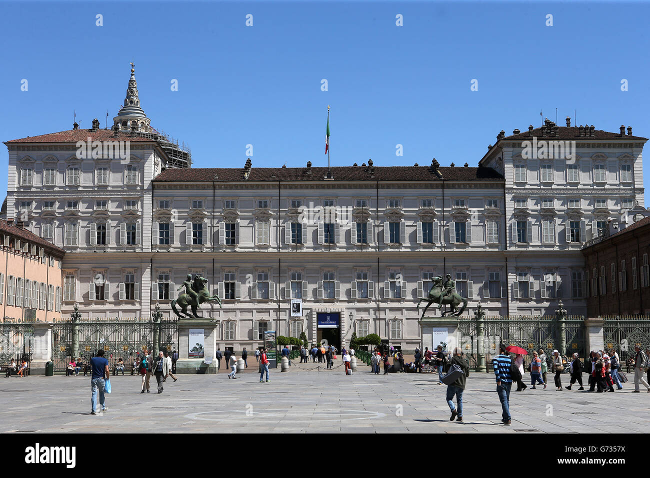 Vista sulla città - Torino. Una veduta generale del Palazzo reale di Torino. Foto Stock