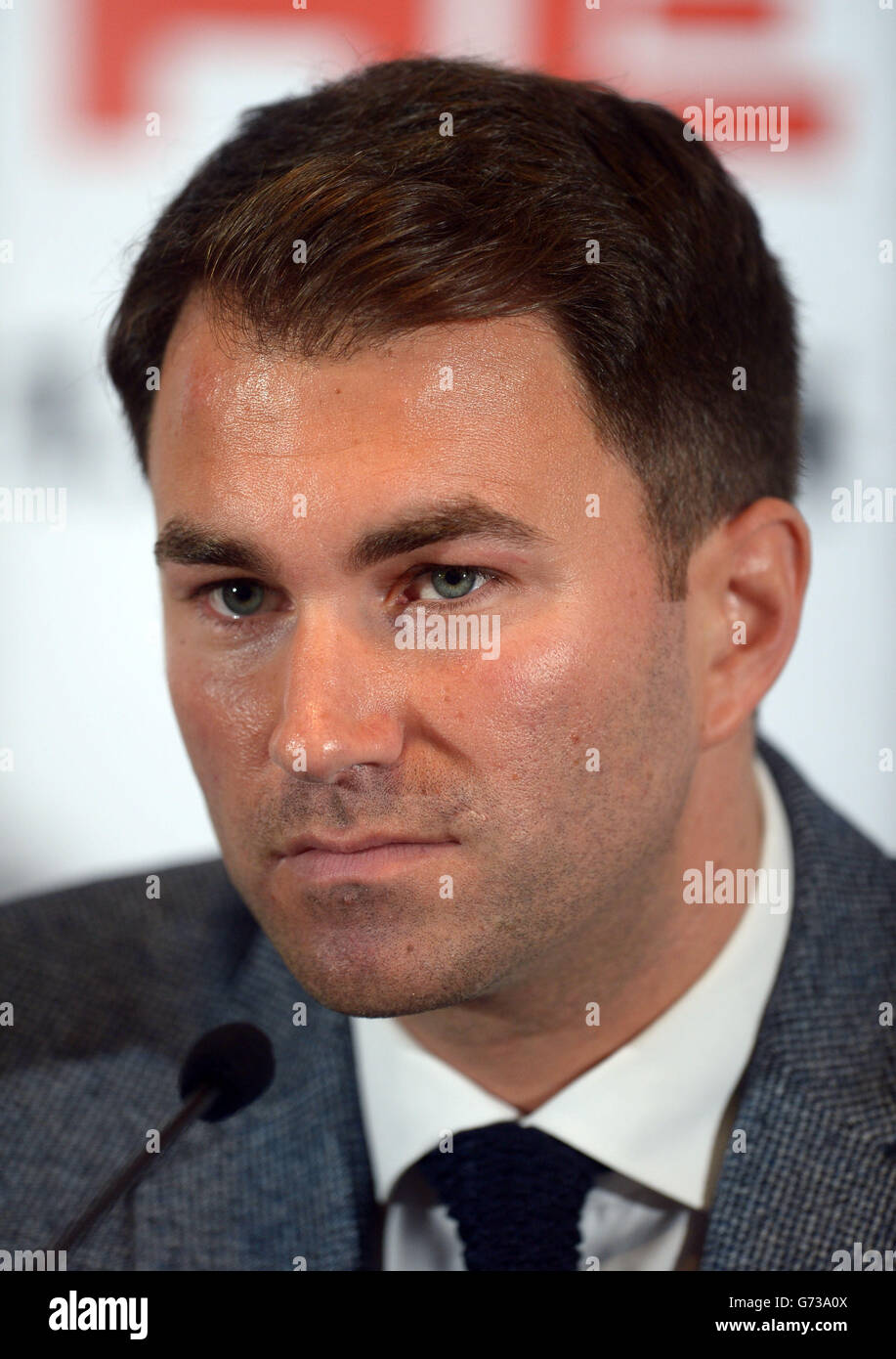 Pugilato - IBF e WBA World Super Middleweight Title - Carl Froch / George Goves - Conferenza Stampa - Stadio di Wembley. Eddie Hearn, promotore di pugilato, durante una conferenza stampa al Wembley Stadium di Londra. Foto Stock