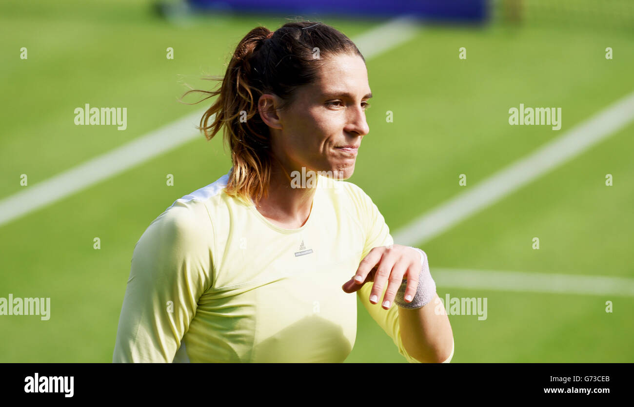 Andrea Petkovic della Germania durante il torneo internazionale di Aegon al Devonshire Park, Eastbourne, Inghilterra meridionale. 20 giugno 2016. Simon Dack / Telephoto Images Foto Stock