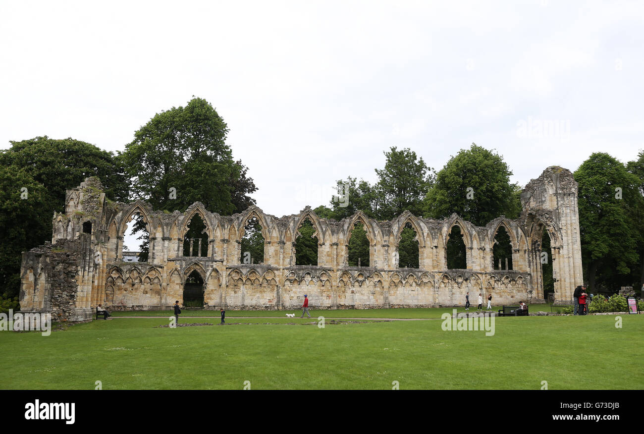 Travel Stock - York. I terreni dell'Abbazia di St Mary, York. Foto Stock