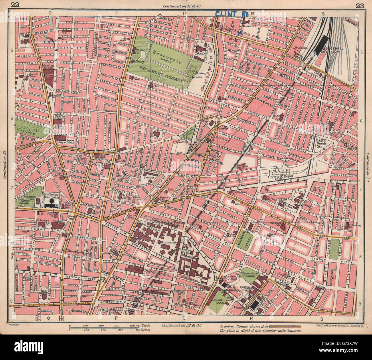 LIVERPOOL. Edgehill Kensington Gardens Royal Liverpool Uni ospedale, 1928 Mappa Foto Stock