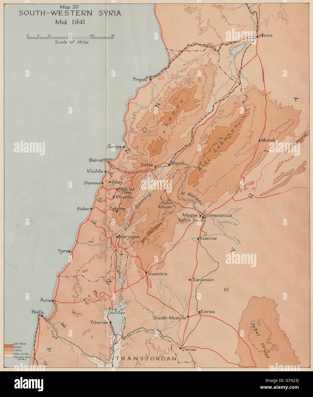 Funzionamento esportatore 1941. Siria sudoccidentale, metà 1941. La parola guerra 2, 1956 Mappa Foto Stock