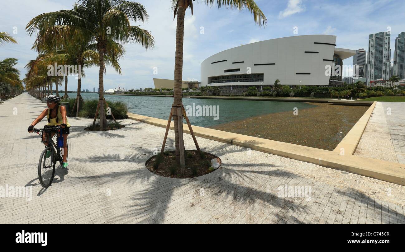 Una vista generale del luogo proposto di David Beckham's Miami Beckham United, MLS Soccer Franchise presso la barca d'acqua profonda scivola accanto alla casa di NBA lato il Miami Heat a Miami, Stati Uniti. Foto Stock