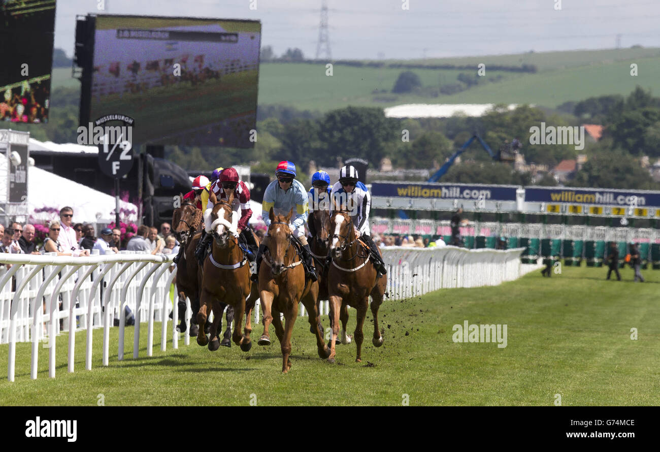 Corse di cavalli - Stobo Castle Ladies Day - Ippodromo di Musselburgh. I cavalli corrono nella handicap William Hill durante il giorno delle Signore del Castello di Stobo all'ippodromo di Musselburgh, East Lothian. Foto Stock