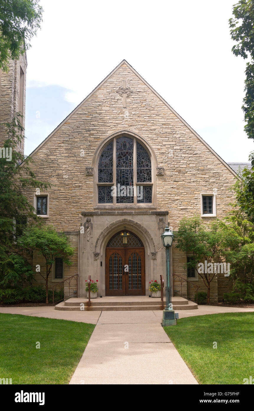 Chiesa di revival gotico prateria e scuola di architettura in stile western molle illinois Foto Stock