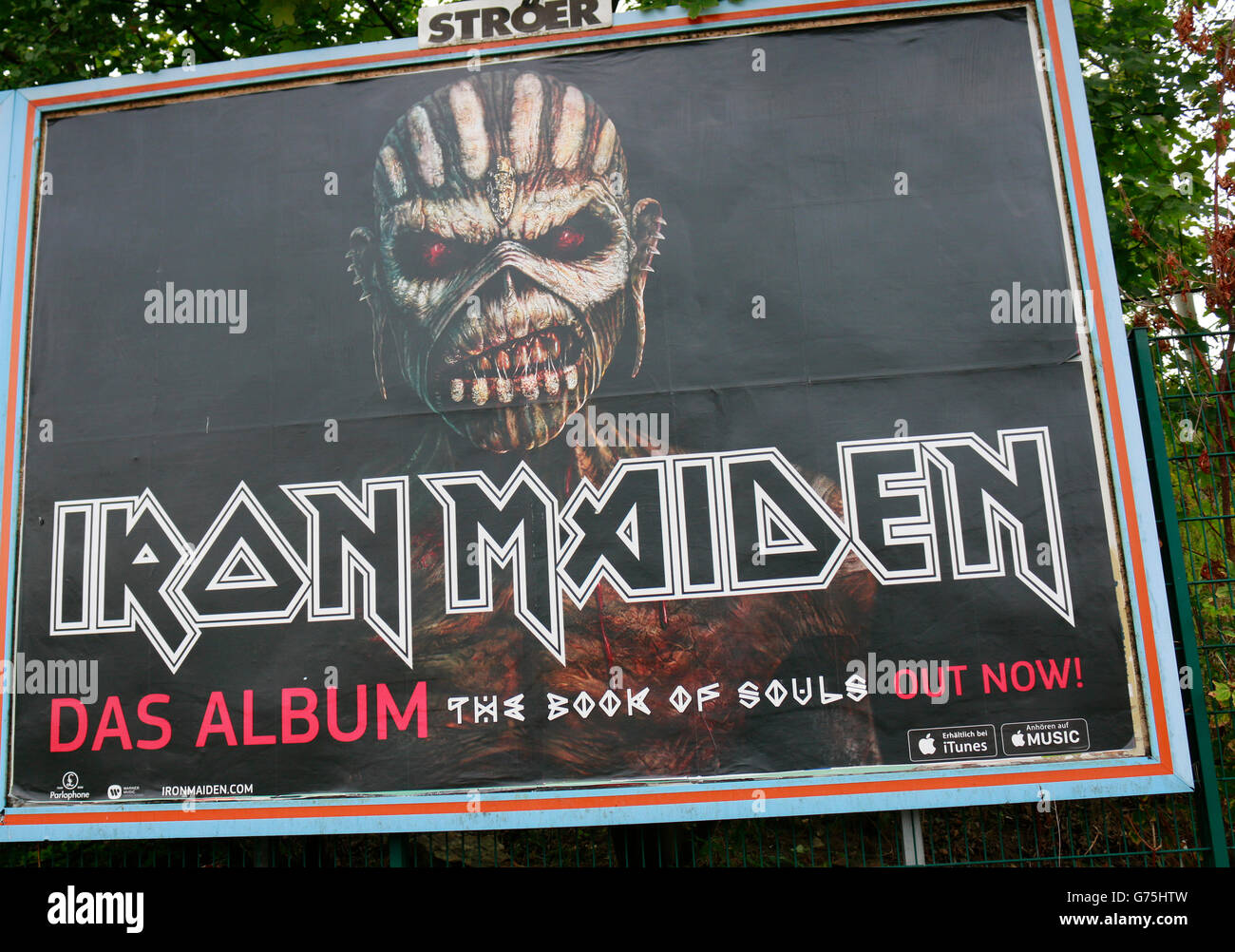 Werbung fuer ein Konzert der banda "Iron Maiden', Berlino. Foto Stock