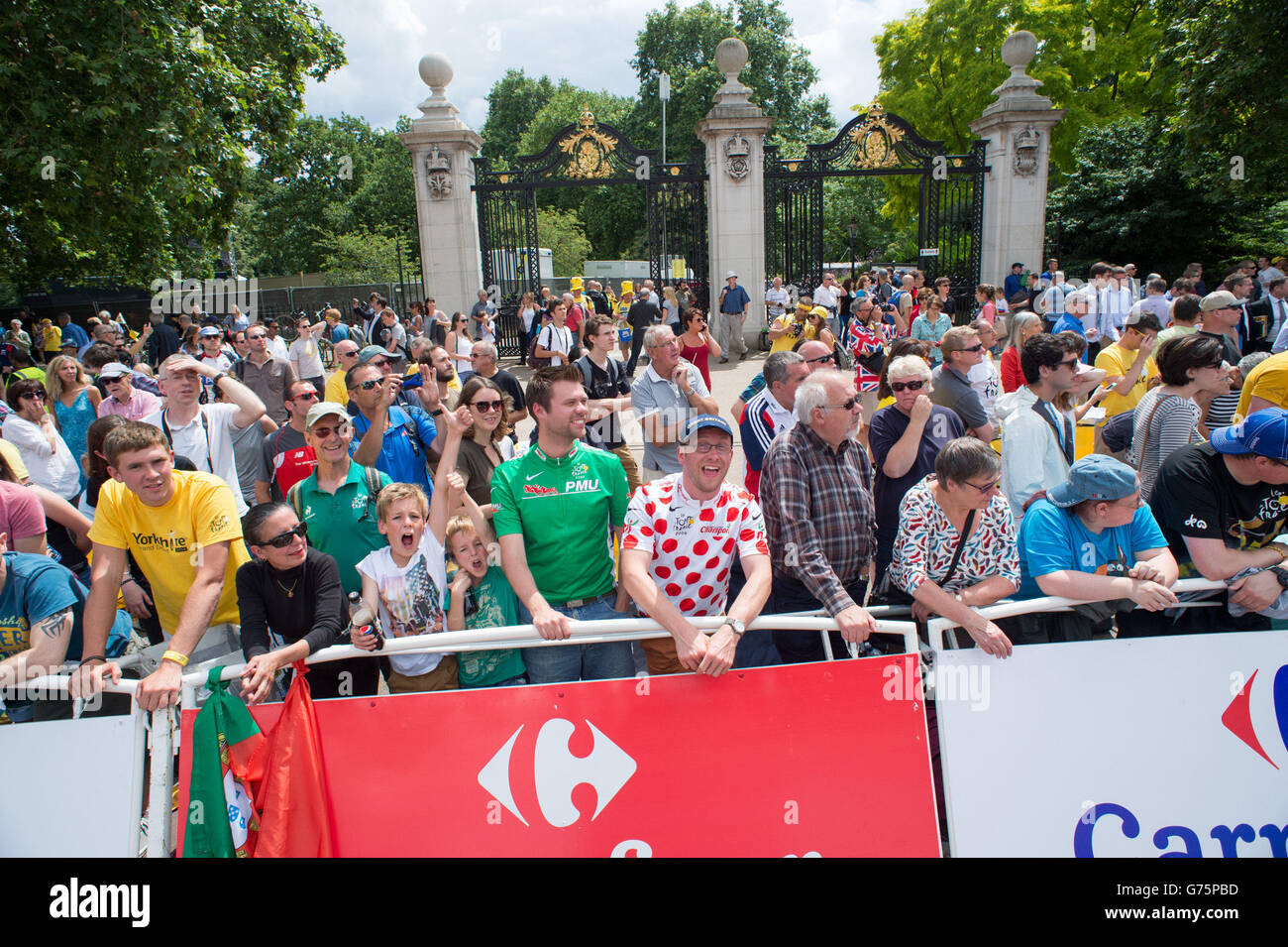 Fan del Mall Stage 3 del Tour De France di Londra. Foto Stock