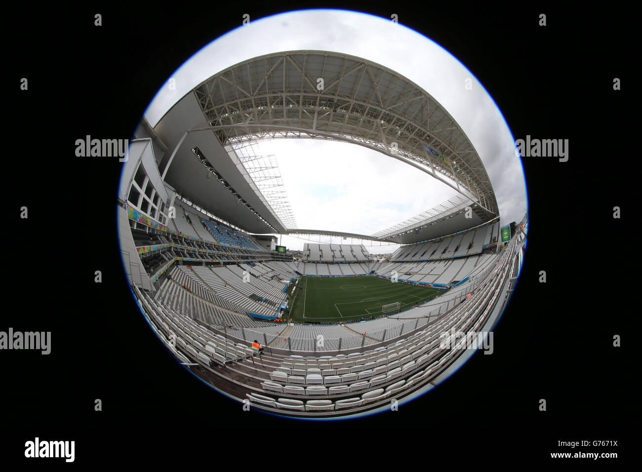 Una visione generale dell'Arena de Sao Paulo, prima della semifinale della Coppa del mondo FIFA 2014 tra Paesi Bassi e Argentina Foto Stock