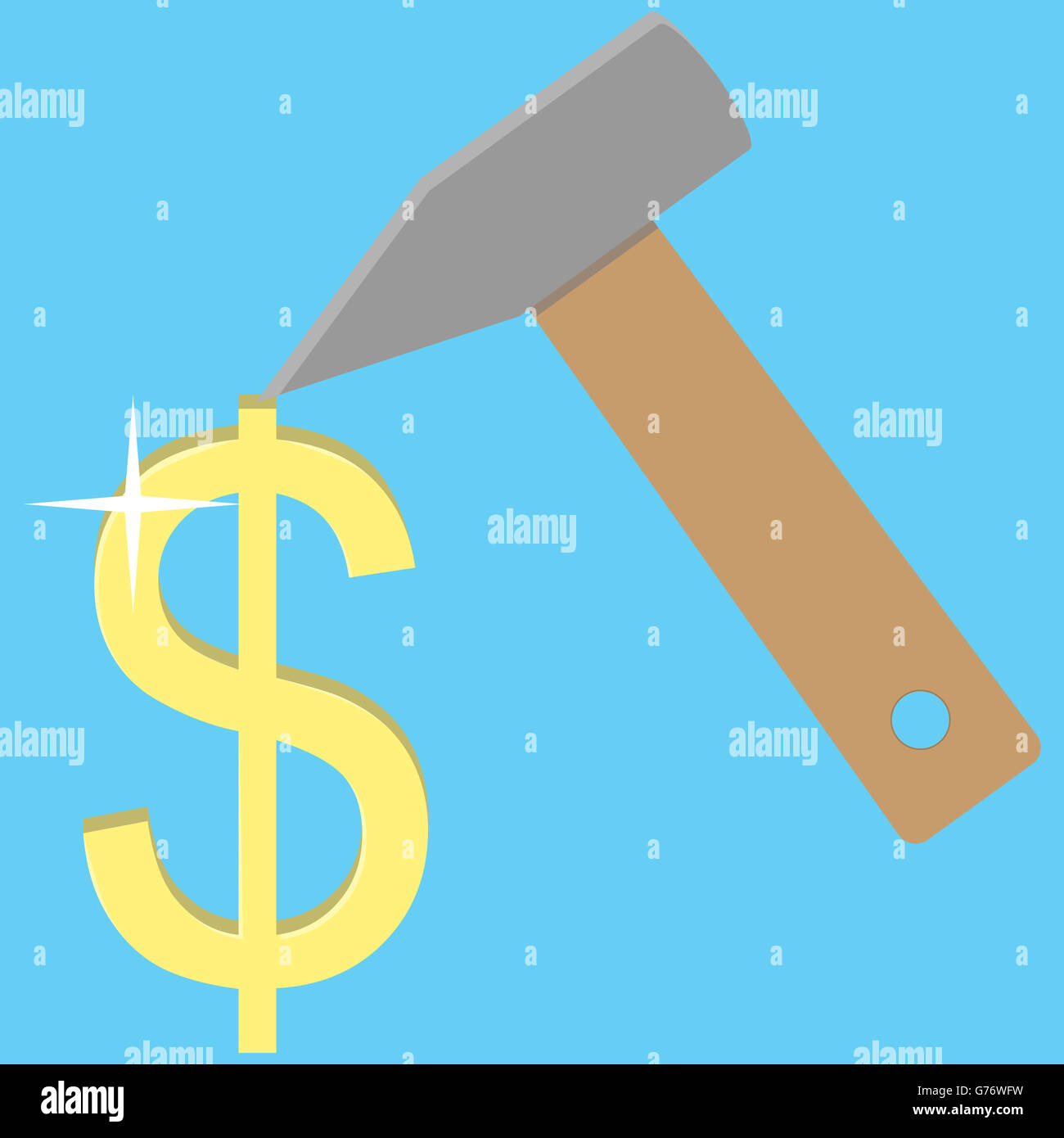 Golden dolar. Fare soldi concetto. Finanza aziendale e il successo di reddito. Illustrazione Vettoriale Foto Stock