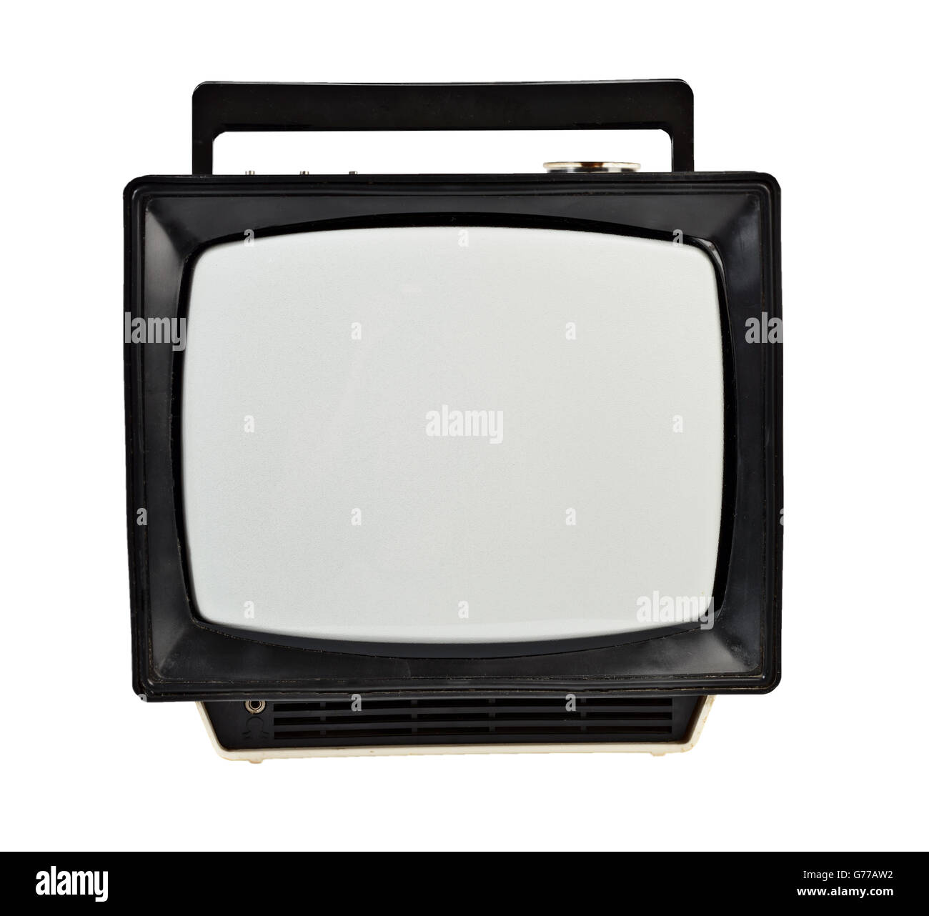 Analogico Vintage TV portatile isolato su bianco Foto Stock