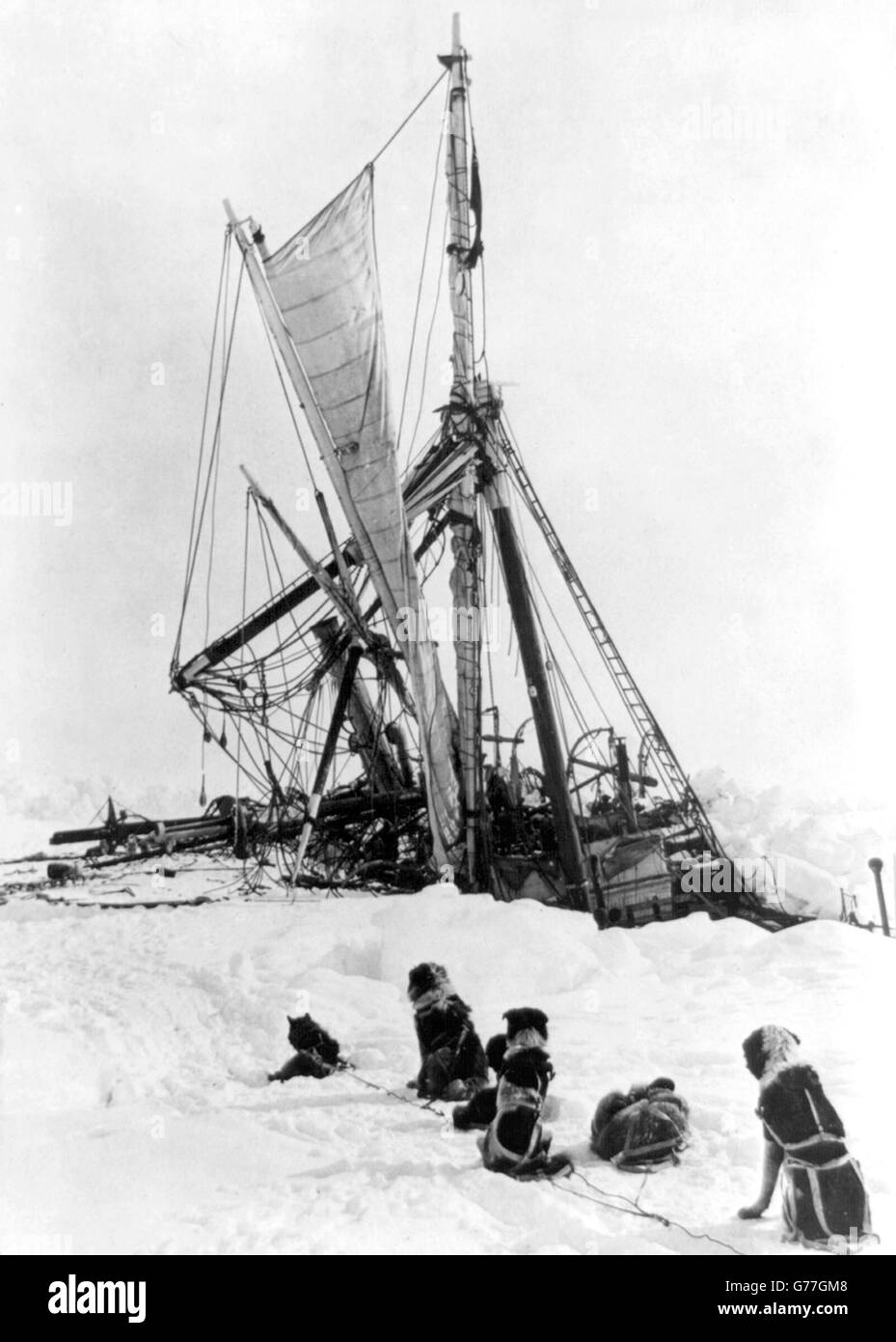 Ernest Shackleton, Endurance. Sir Ernest Shackleton, nave Endurance, intrappolati nel ghiaccio durante il 1914/15 Imperial Trans-Antarctic Expedition. Foto Stock