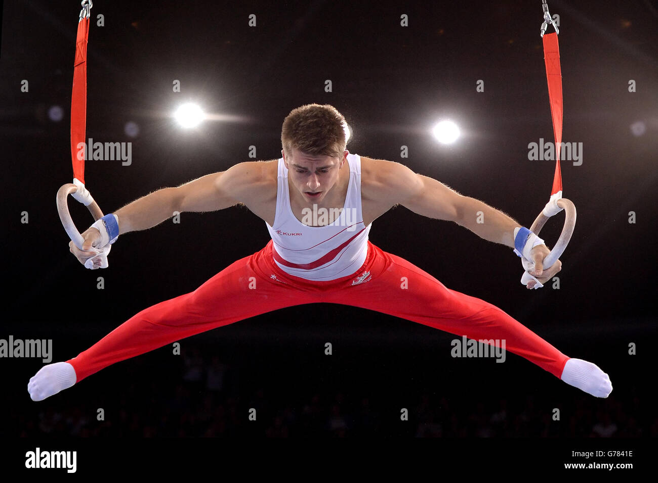 Il Max Whitlock dell'Inghilterra durante la finale dell'apparato di ginnastica artistica maschile alla SSE Hydro, durante i Giochi del Commonwealth 2014 a Glasgow. PREMERE ASSOCIAZIONE foto. Data immagine: Giovedì 31 luglio 2014. Vedere PA storia COMMONWEALTH Ginnastica artistica. Il credito fotografico dovrebbe essere: Dominic Lipinski/PA Wire. RESTRIZIONI: Nessun uso commerciale. Nessuna emulazione video. Foto Stock