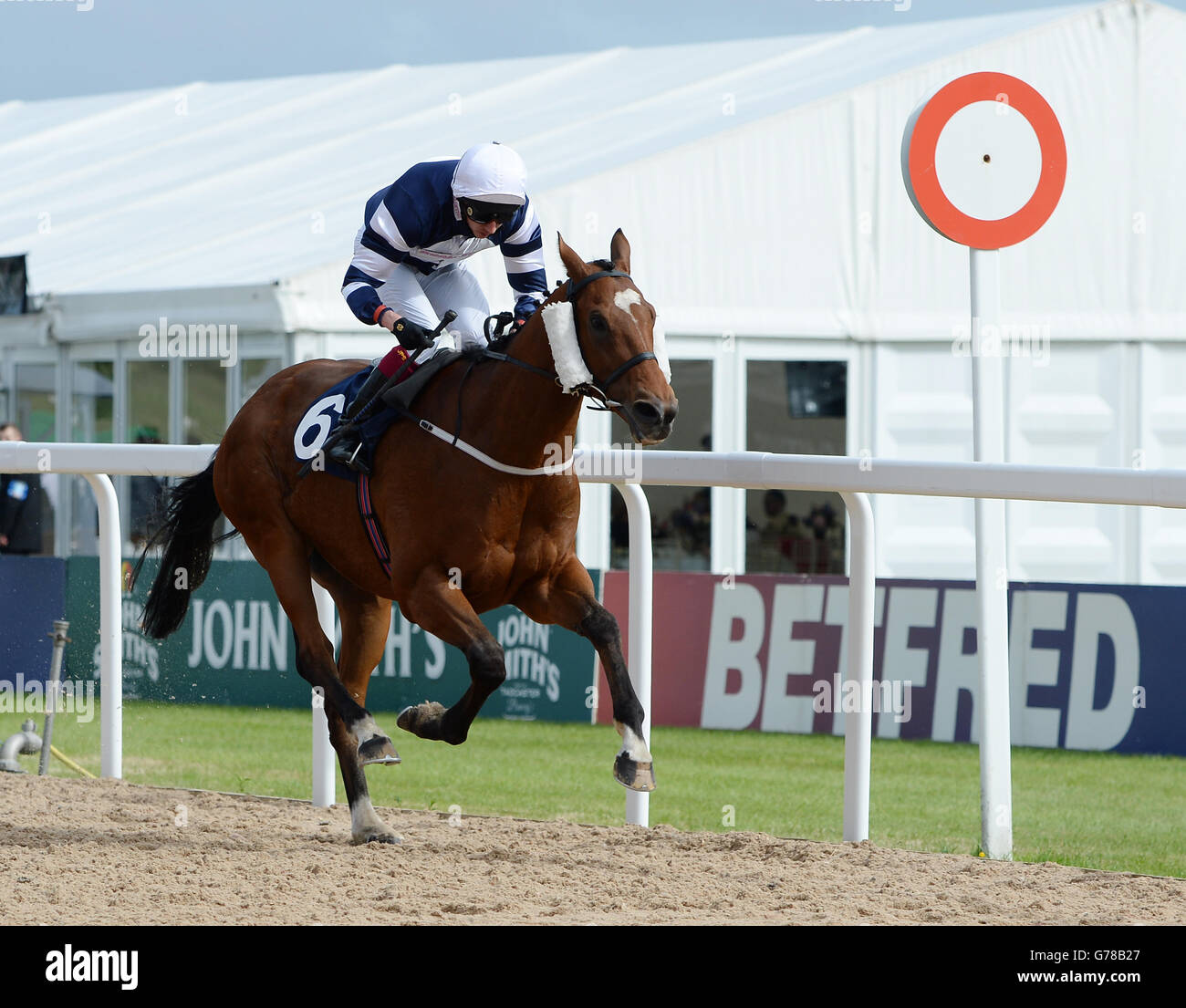 Essere perfetto cavalcato da James Sullivan vince il Betfred Mobile picchetti di handicap nel corso di John Smith piastra Northumberland giorno a Newcastle Racecourse, Newcastle. Foto Stock