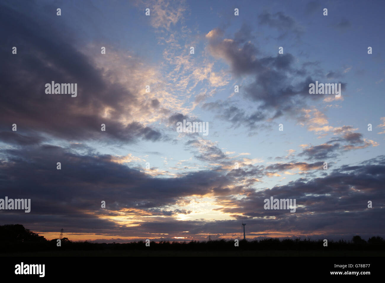 Cumbria Meteo tramonto GV Foto Stock