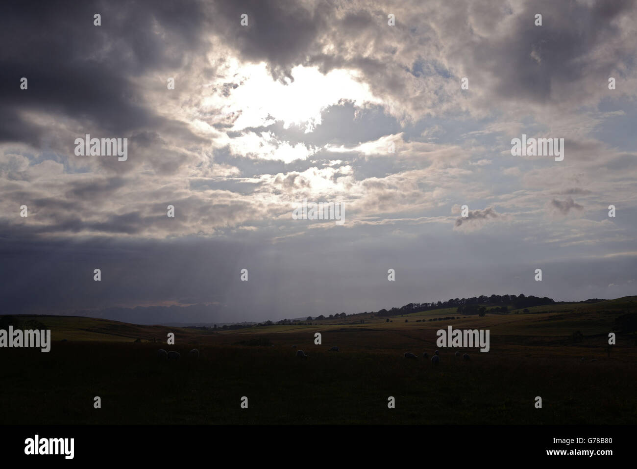 Cumbria Meteo tramonto GV Foto Stock