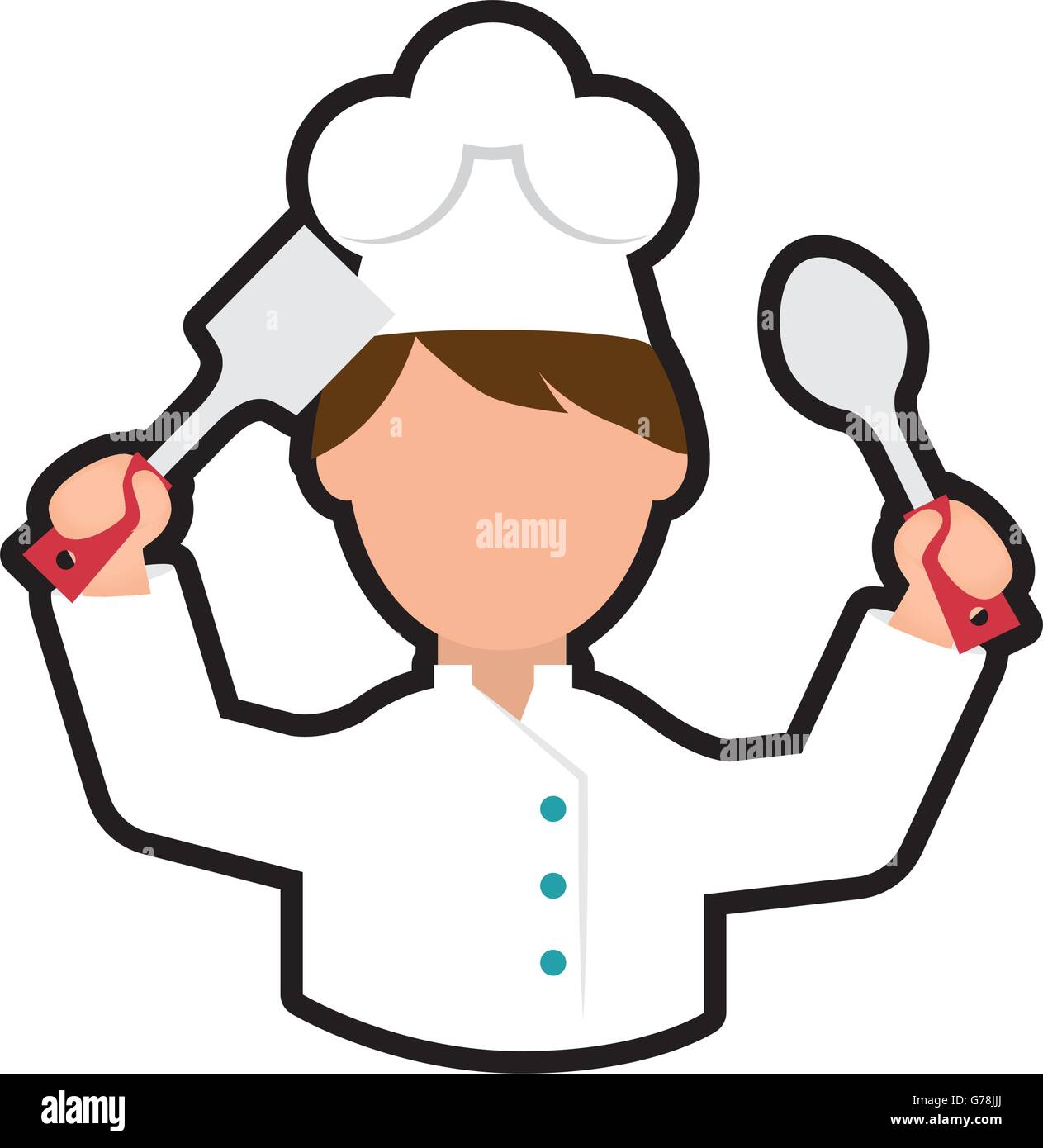 Chef icona cartoon. La cucina e il design del menu. Grafica vettoriale ...