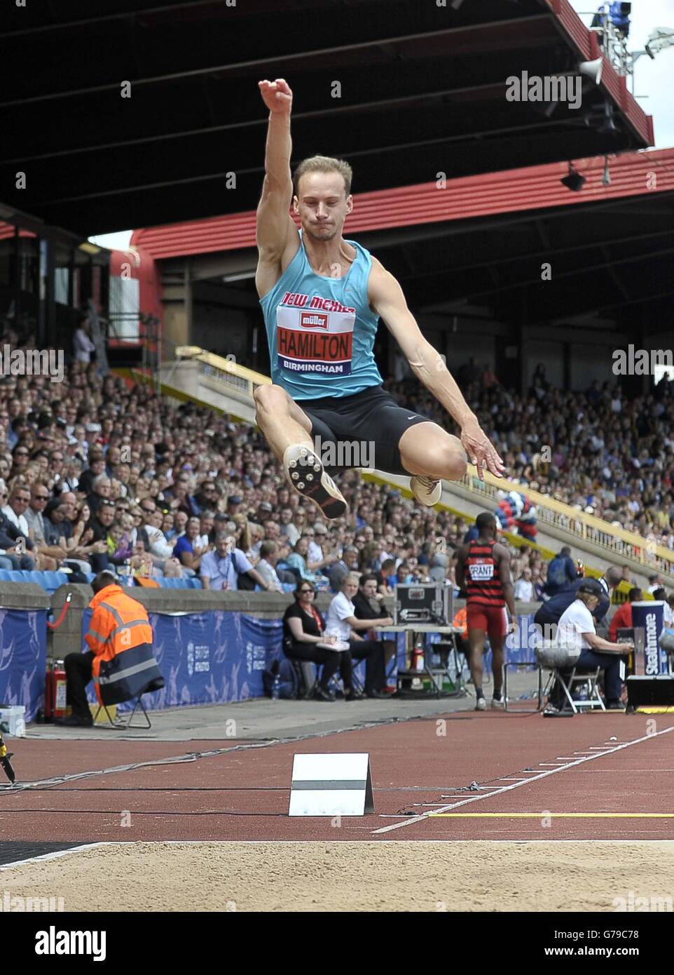 Birmingham, Regno Unito. Il 26 giugno, 2016. Allan Hamilton (Vendita Harriers). Uomini Salto in lungo. British Athletics Championships. Alexander Stadium. Birmingham. Regno Unito. 26/06/2016. Credito: Sport In immagini/Alamy Live News Foto Stock