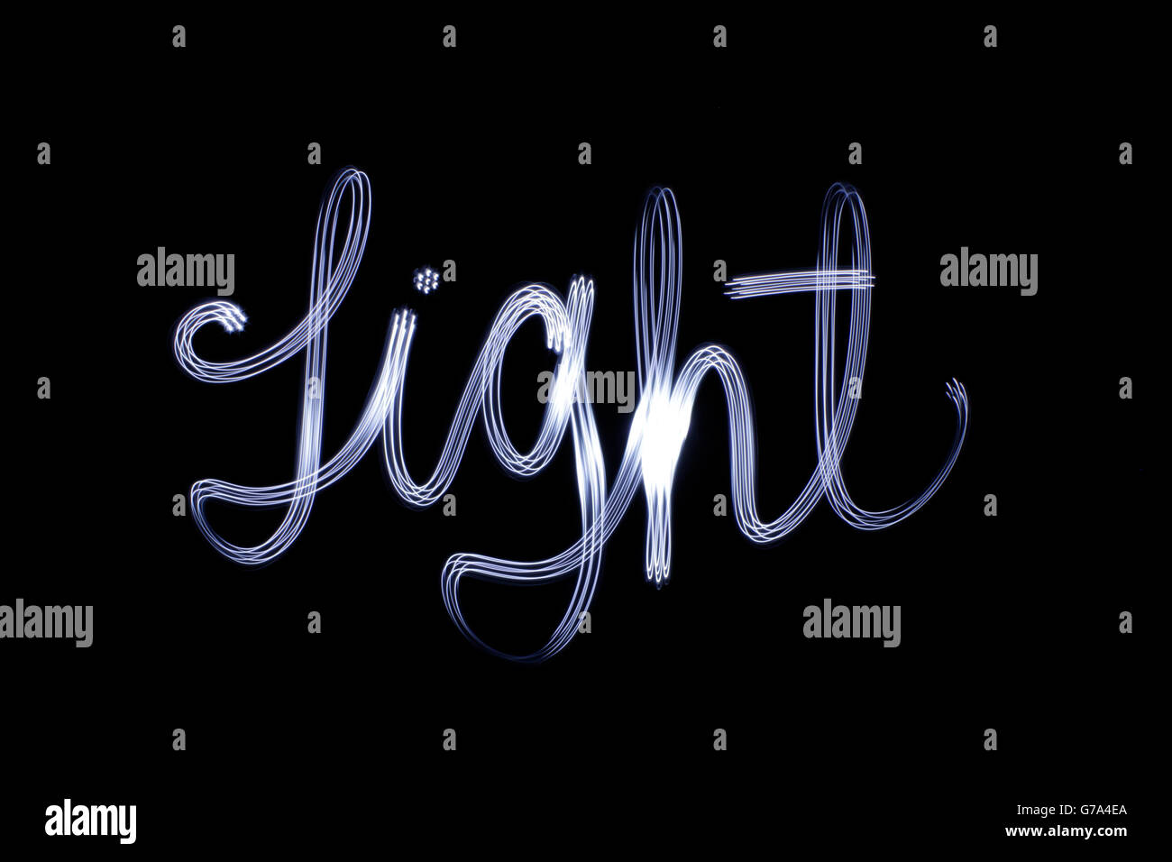 Fotografia di un disegno di luce della parola luce con una lunga esposizione effetto Foto Stock