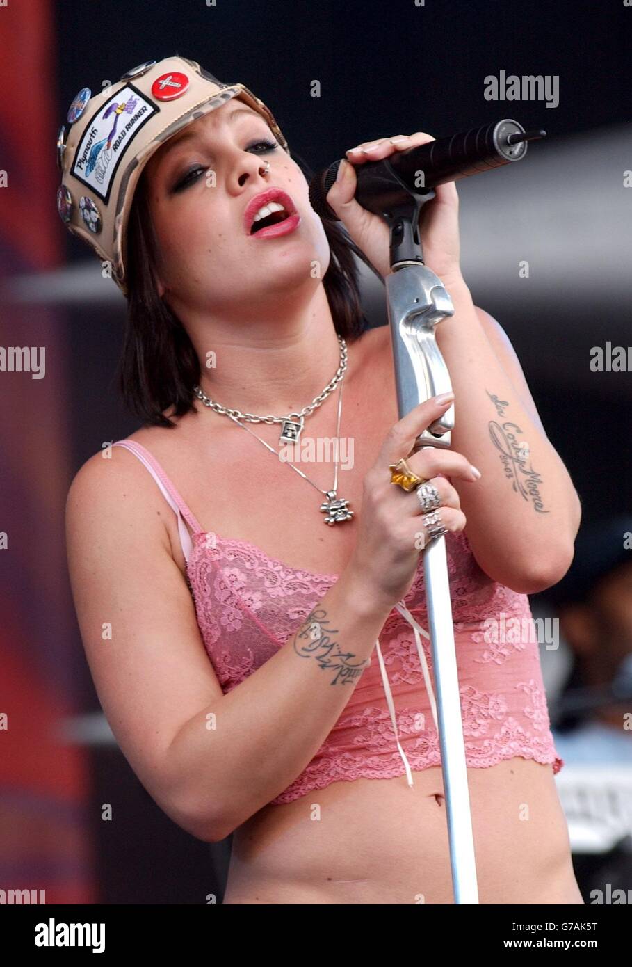 Pink V Festival. Pink si esibisce al V Festival di Chelmsford. Foto Stock