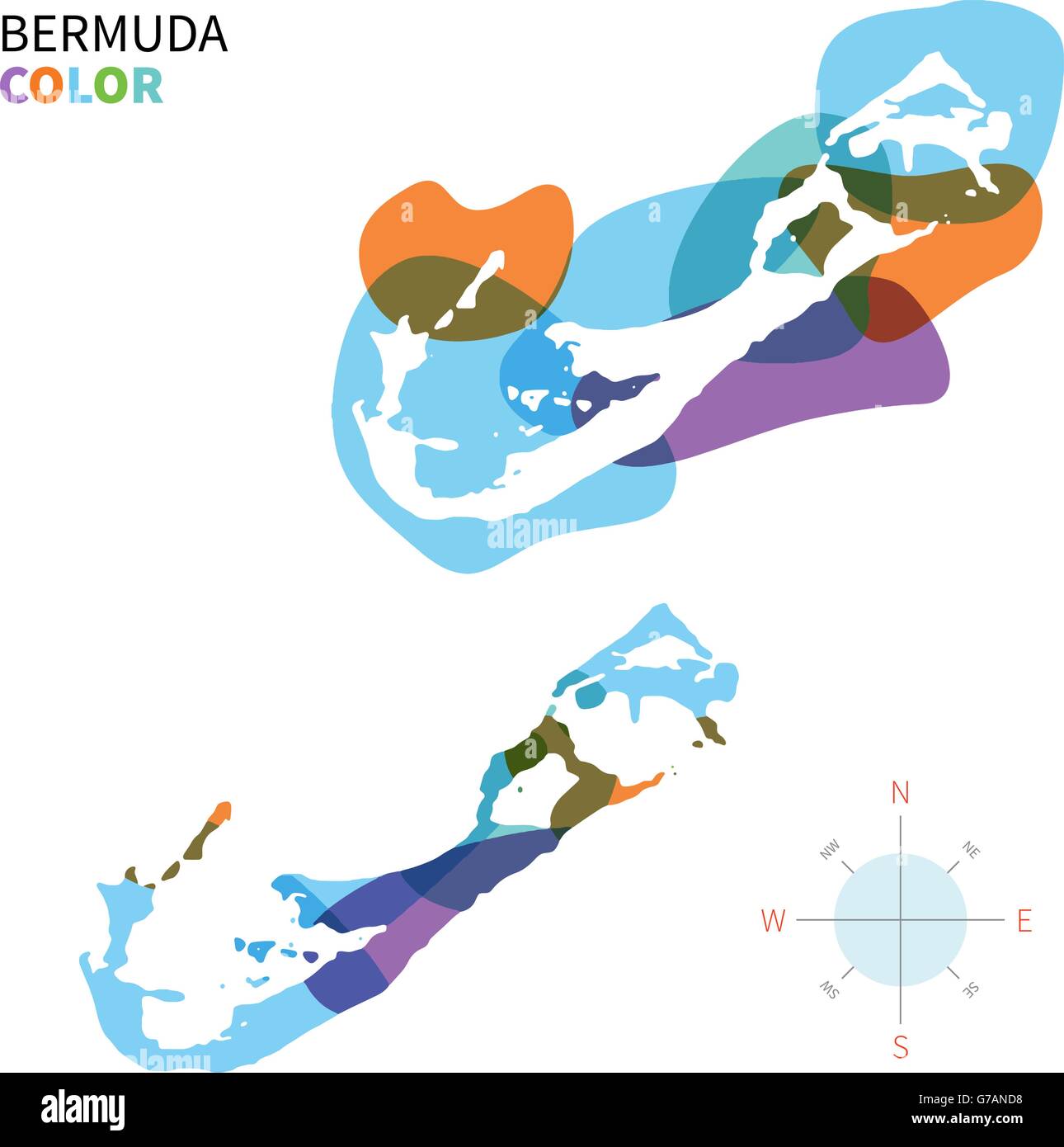 Vettore di astratta mappa colore delle Bermuda Illustrazione Vettoriale