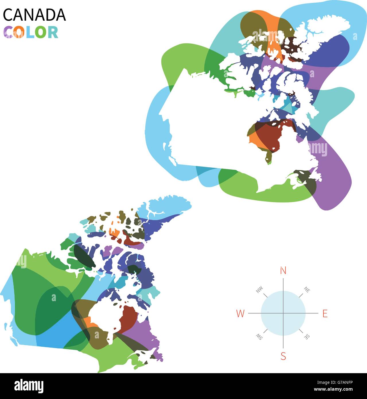 Vettore di astratta mappa a colori del Canada Illustrazione Vettoriale