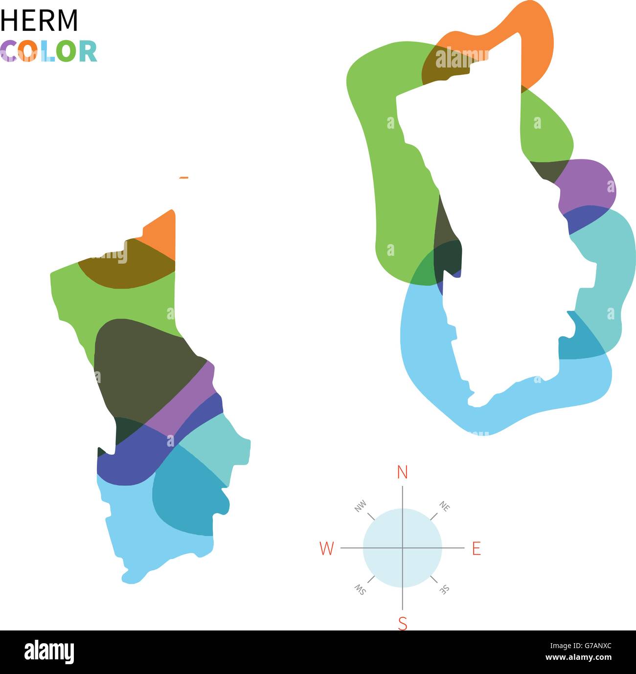 Vettore di astratta mappa a colori di Herm Illustrazione Vettoriale