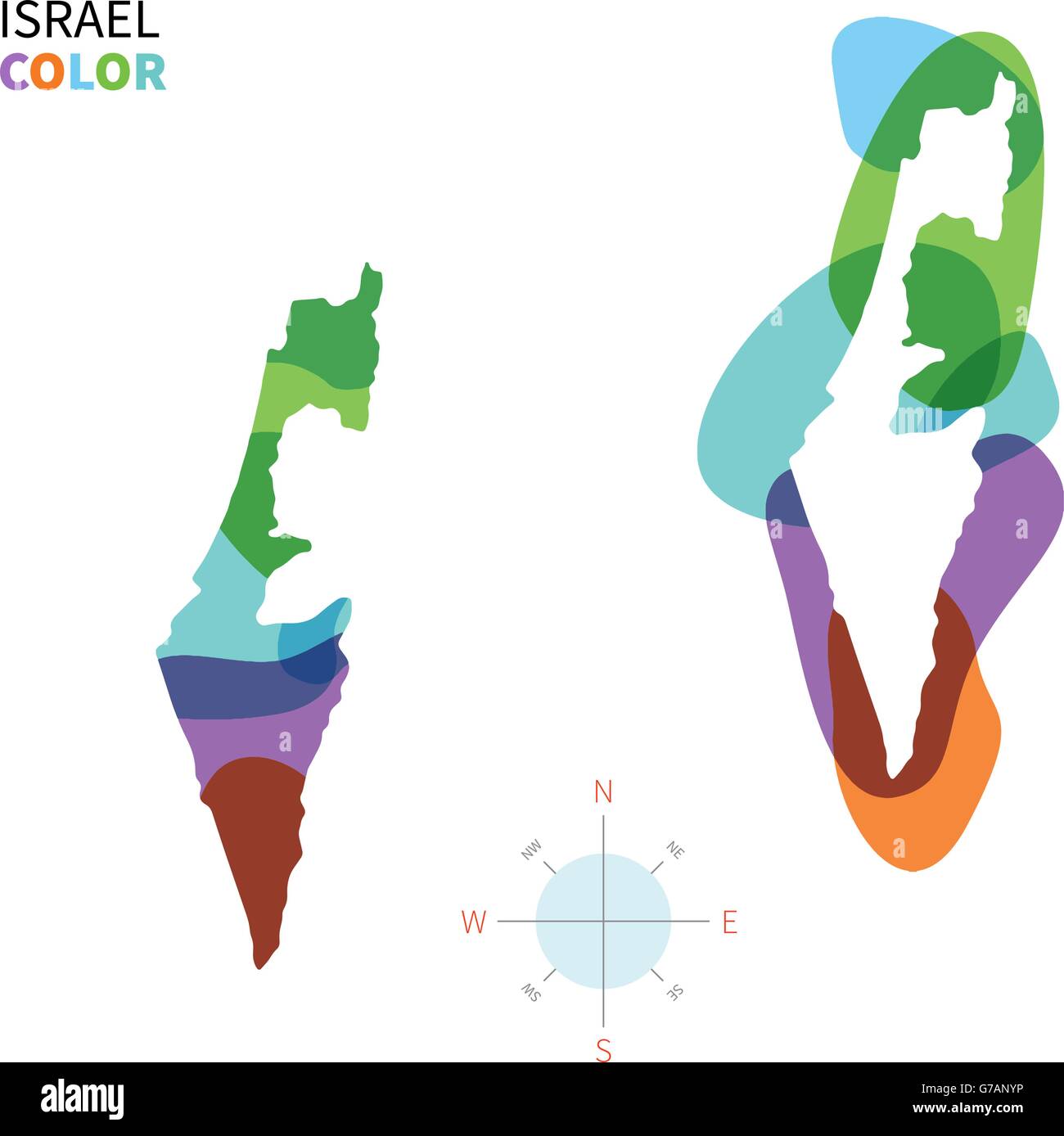 Vettore di astratta mappa a colori di Israele Illustrazione Vettoriale